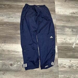 Vintage Adidas Track Pants Men Large Baggy 90s Lined Ankle Zip Navy Blue‎ White